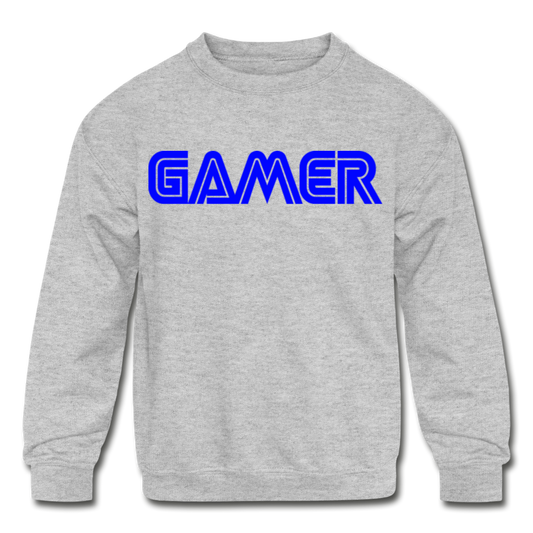 Gamer Word Text Art Kids' Crewneck Sweatshirt - heather gray