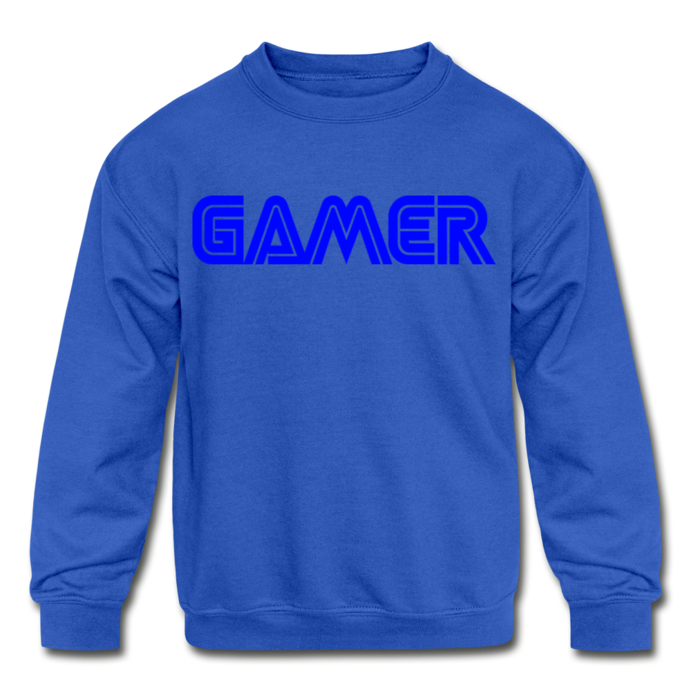 Gamer Word Text Art Kids' Crewneck Sweatshirt - royal blue