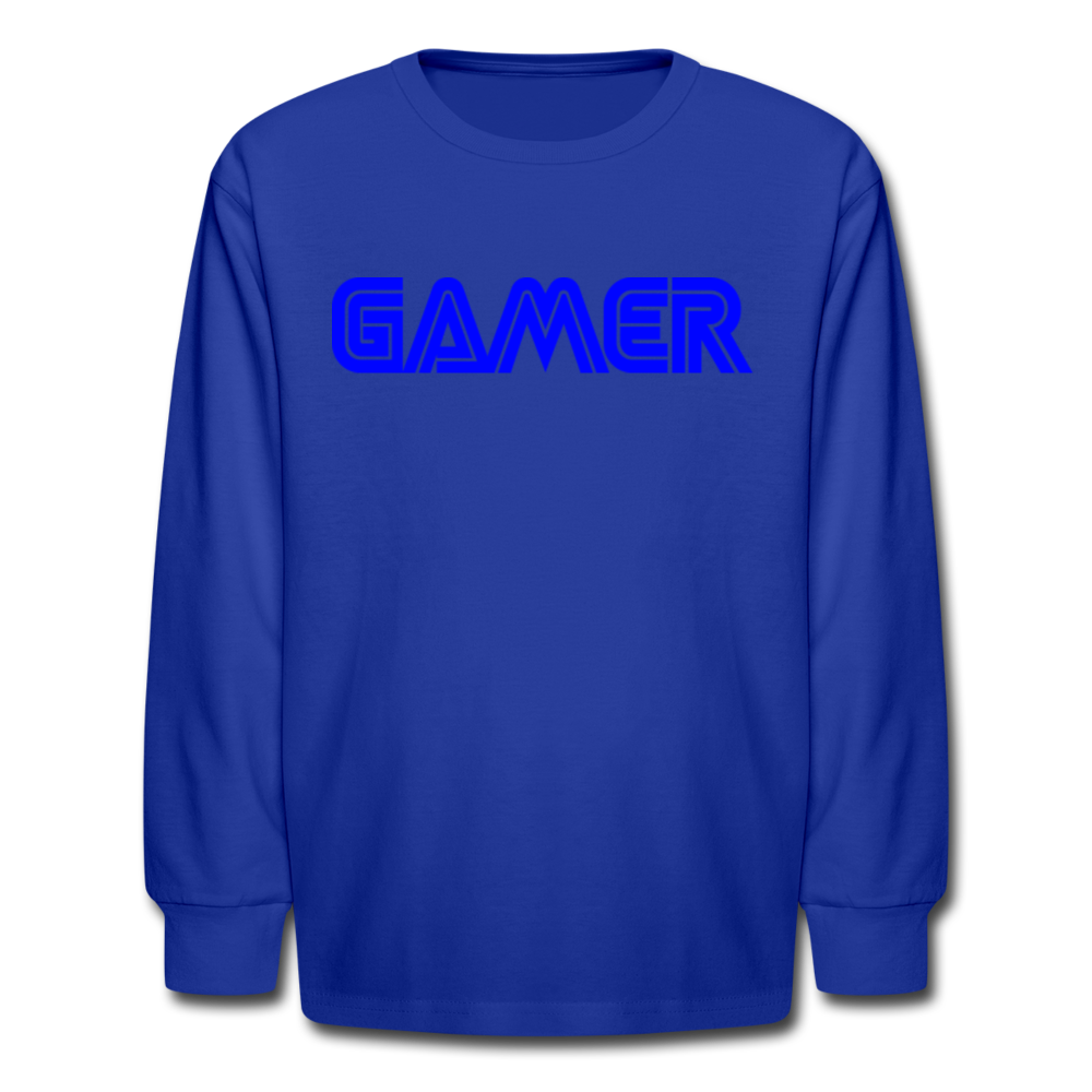 Gamer Word Text Art Kids' Long Sleeve T-Shirt - royal blue