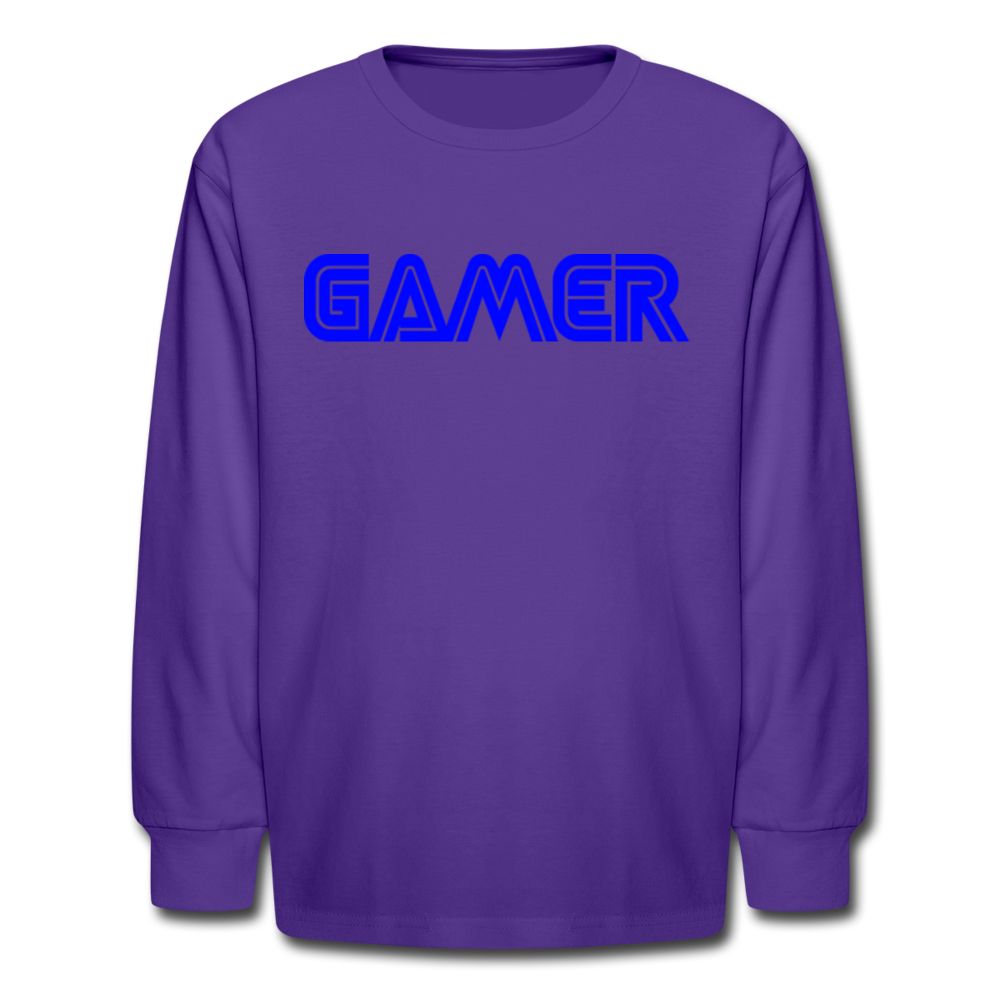 Gamer Word Text Art Kids' Long Sleeve T-Shirt - dark purple