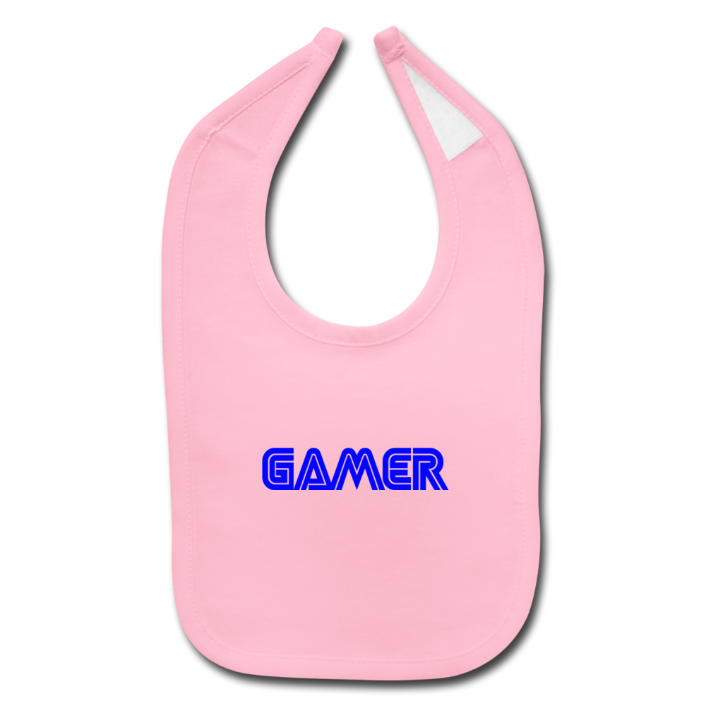 Gamer Word Text Art Baby Bib - light pink