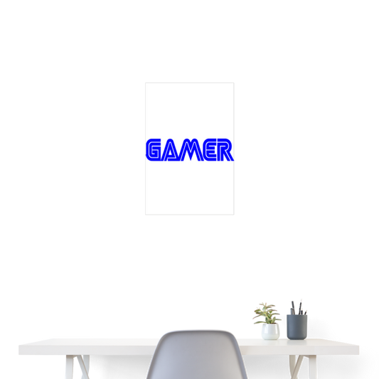 Gamer Word Text Art Poster 18" x 24" Inch - white