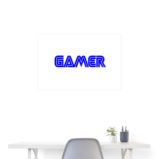 Gamer Word Text Art Poster 36" x 24" Inch - white