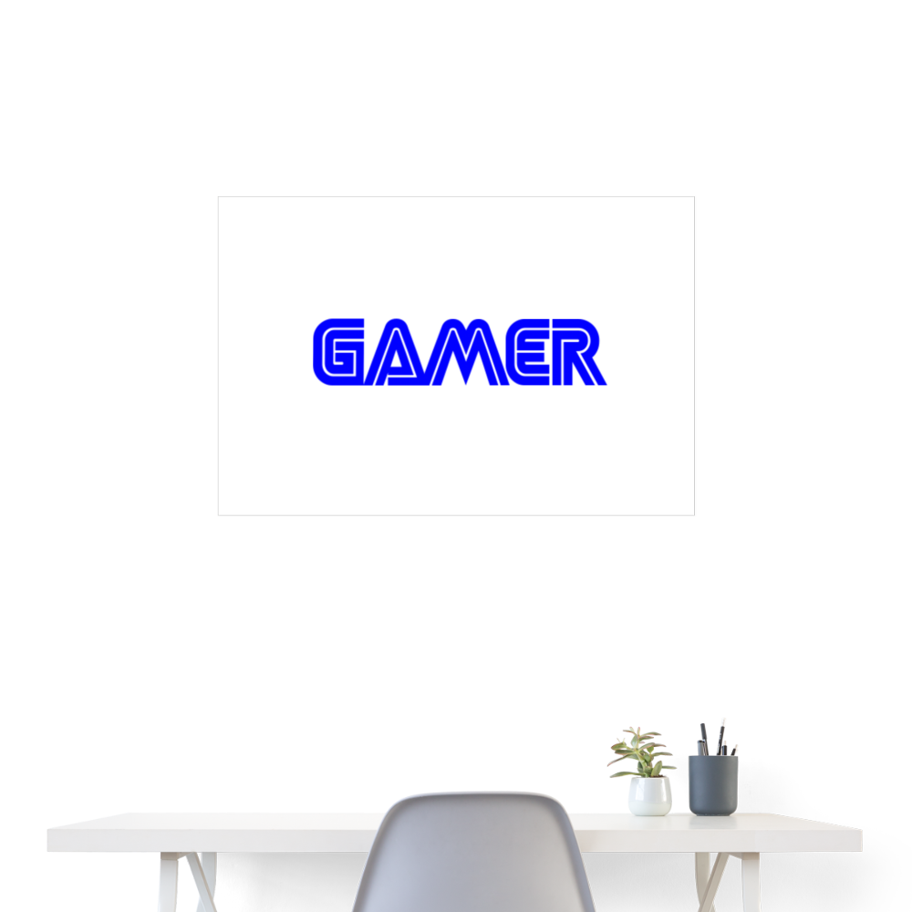 Gamer Word Text Art Poster 36" x 24" Inch - white