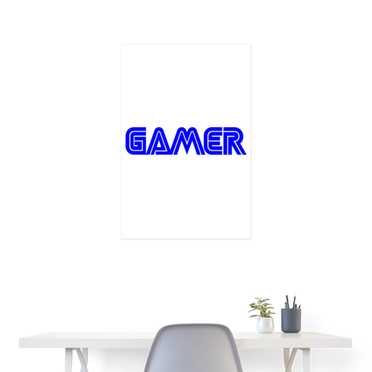 Gamer Word Text Art Poster 24" x 36" Inch - white