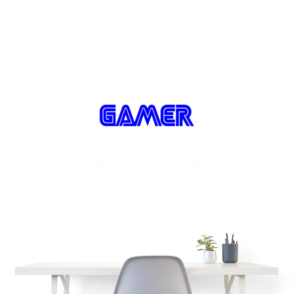 Gamer Word Text Art Poster 24" x 24" - white