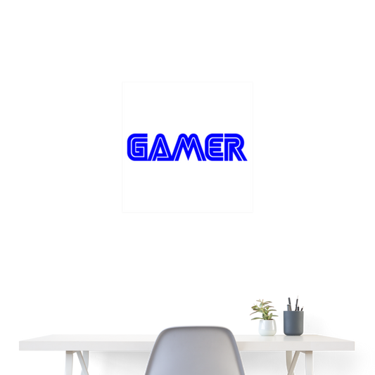 Gamer Word Text Art Poster 24" x 24" - white