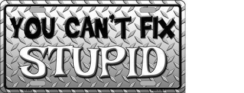 YOU CANT FIX STUPID METAL NOVELTY LICENSE PLATE