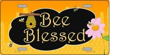 BEE BLESSED HONEY HIVE METAL NOVELTY LICENSE PLATE