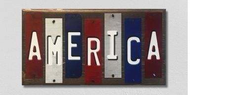 AMERICA FUN STRIPS METAL NOVELTY WOOD SIGN 