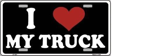 I LOVE MY TRUCK BLACK METAL NOVELTY LICENSE PLATE