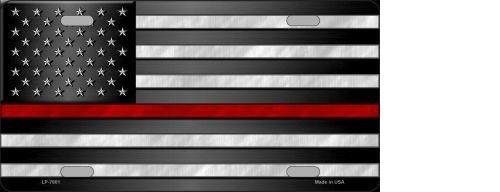 AMERICAN FLAG THIN RED LINE NOVELTY METAL LICENSE PLATE