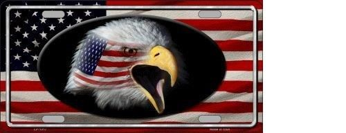 AMERICAN FLAG EAGLE NOVELTY METAL LICENSE PLATE