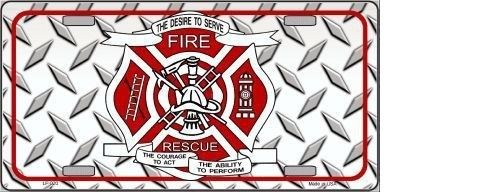 FIRE FIGHTER RESCUE NOVELTY METAL LICENSE PLATE