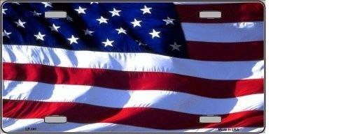 AMERICAN FLAG METAL NOVELTY LICENSE PLATE