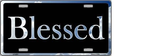 BLESSED BLUE SKY CLOUD METAL NOVELTY LICENSE PLATE